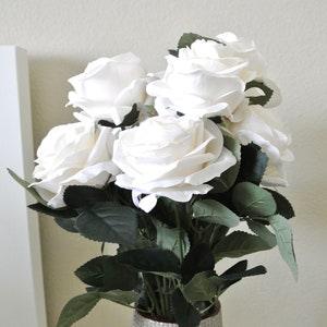 Ivory Rose Bouquet Artificial Silk Flower 10 Heads Bush For DIY Arrangement Home Decor Wedding Party Celebration