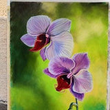Orchid painting pastel original floral drawing soft pastel drawing purple orchid drawing purple green yellow painting bedroom wall art.