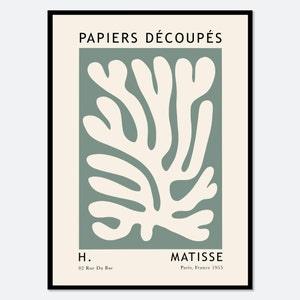 Henri Matisse Cut Outs Vintage Abstract Wall Art Print | Matisse Colorful Poster, Berggruen Cie, Papiers Decoupes, Green Botanical Art M159