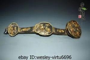 China Bronze Copper 24K Gold Silver Auspicious Ruyi Ru Yi Peony Flower Statue