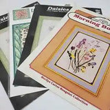 Vintage Four Daisies & Lilies Floral Cross Stitch Sampler Patterns