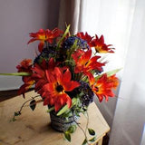 Farmhouse arrangement, Red Sunflower Berries Arrangement, Greenery Arrangement, Fall Thanksgiving Arrangement, Table Centerpiece