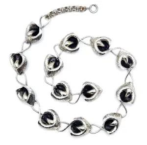 VTG Danecraft Art Nouveau Inspired Sterling Calla Lily Floral Link Necklace, 17"