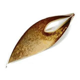 Faux Pearl Brooch Leaf Gold Vermeil Wash Floral Tear Drop Lily Mid Century B12