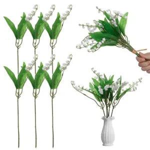 6pcs Bundle White Lily of the Valley Fake Plants Artificial Flower Home Decor US
