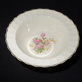Vintage Sovereign Potters Earthenware serving bowl vegetable Canada floral pink rose bouquet large gold rimmed crazing