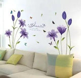 Vinyl Flower Stickers - Lily Flowers Wall Sticker Decoration Bedroom Background