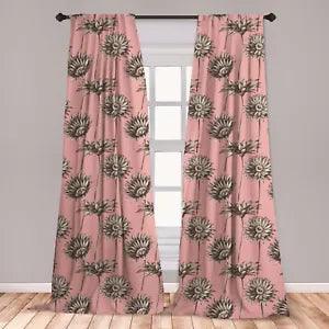 Flowers Scenery Microfiber Curtains 2 Panel Set Living Room Bedroom in 3 Sizes