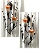 Set of 2 ** Shimmering ** 12.5" DAWN LILY SCULPTURED TEALIGHT WALL SCONCES**NIB