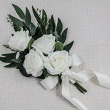 Ivory Greenery Artificial Bridesmaids Bouquet, Faux Wedding Bouquet for Bridesmaids, Custom Color Rose and Eucalyptus Wedding Bouquets