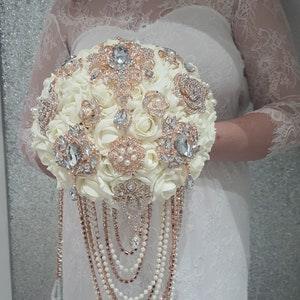 Crystal Brooch and Pearl drape  bouquet by Crystal wedding uk