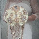 Crystal Brooch and Pearl drape  bouquet by Crystal wedding uk