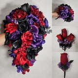 Dark Red Purple Black Rose Calla Lily Bridal Wedding Bouquet Accessories
