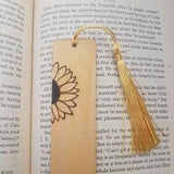 Bookmark, Bookmark with tassel, Floral bookmark, Sunflower bookmark, Wood bookmark, Engraved bookmark, Personalized bookmark, Book gift