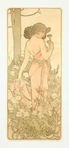 Vintage Style Alphonse Mucha Poster GIANT STICKER Art Nouveau Flowers Carnation