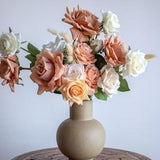 Terracotta Peach Bridal bouquet for Wedding / High Quality Real Touch Roses / Toffee Champagne Rose / Peach Artificial Flower