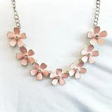 Coral & Gold Flowers Necklace - Floral Pink Pretty Summer Spring Feminine Lilys