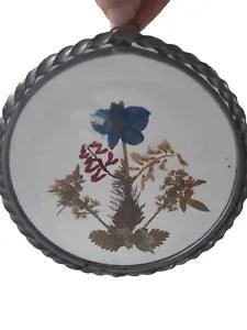 VINTAGE PRESSED DRIED FLOWERS IN GLASS W/ LEAD TWISTED Frames