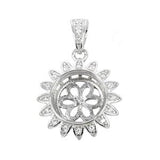 Round Cubic Zirconia Embellished Sunflower Pearl Pendant with Soldered Loop and Bail in Sterling Silver 10mm | MTP976