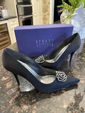 STUART WEITZMAN  Women's Sz 10M Black Satin Carnation Pumps