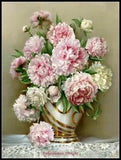 Peony Flowers - Chart Counted Cross Stitch Patterns Needlework DIY DMC Color