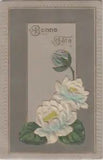 Greetings 1908 postcard velvet fabric water lilies flowers novelty postcard