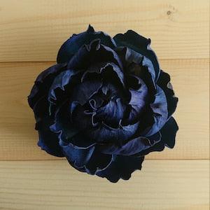 6 Peony Roses Sola Wood Diffuser Flowers 10cm Dia. dyed in Navy Blue