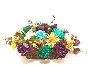 SALE! Long Silk Floral Centerpiece All Season Fall Bronze Gold Rust Turquoise
