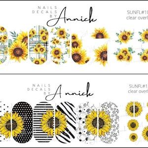 Water transfer decals, SUNFLOWERS nail stickers / Water decals for nails Spring Fall SUNFLOWERS