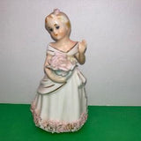 Vintage Josef Bride Figure, Japan Bride with pink Rose Bouquet, Spaghetti Bride Japan 164305, 5 1/2" Josef Lady Bride, Mint
