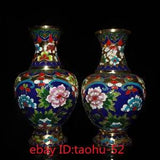 8.2???Exquisite Chinese old antique Pure copper Cloisonne peony flower vase