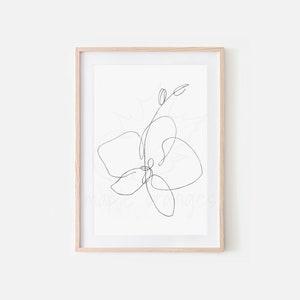 Orchid ink sketch - hand drawn plant printable | minimalist abstract plant, orchid design, orchid poster, flower contour, spa art