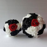 Black and white Bridal Bouquet, Bridesmaid Bouquet, Toss Bouquet, Matching Boutonnieres and Corsages, Custom Colors Available