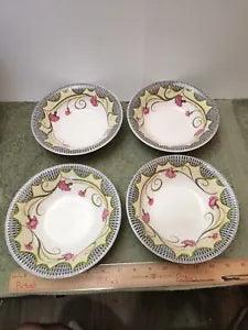 4 Tracy Porter Orchard 7 1/4" Bowls With Carnation Flowers & vines Cereal Bowls