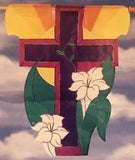 EASTER CROSS RELIGION LILY GARDEN FLOWER WINDSCULPT APPLIQUE LARGE YARD FLAG NEW