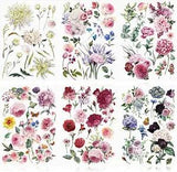 6 Sheets Spring Flowers Rub on Transfers Vintage Rose for Furniture Bird Flower