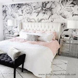 Floral Wallpaper, Peony wallpaper, Removable wallpaper, Peony bouquet, Flower Wall, Black White Flower Wallpaper, Peel and Stick 30-0001