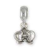 Orchid Jewelry Sterling Silver Orchid Charm Slide Handmade Flower Jewelry  Fits Pandora? Bracelet OR3-PNS