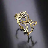 Customized Name Birth Flower Rings Personalized Letter Stainless Steel Jewelry