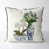 Chinoiserie pillow covers Chinese cushion Asian style decor Oriental sofa pillow Blue and white Hamptons style Orchid print Flower duo 4