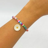 Heishi Beads Bracelets ,Sunflower Bracelets , Heishi pearl surfer bracelet