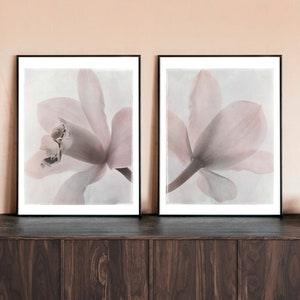 Pink Orchid SET of 2, Blush Pink Wall Art, Orchid Art, Nature Inspired Wall Decor, Spa decor, Botanical Wall Art, Nature Photography Set