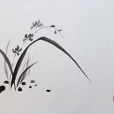 Orchids. Ink on rice paper. Japanese art. Chinese art. Sumie. Ink painting. Unframed.