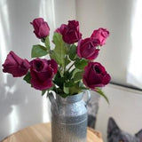 Real Touch Rose Stem - High Quality Artificial Flower / DIY Floral / Wedding / Home Decoration / Gifts / Burgundy Wine Red