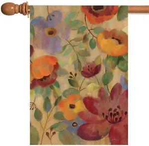 Toland Oil Painted Poppies and Lilies 28x40 Flower Floral House Flag