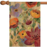 Toland Oil Painted Poppies and Lilies 28x40 Flower Floral House Flag