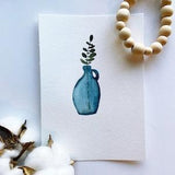 Botanicals in Blue Vase Original Watercolor Art, Plant Decor, Botanical Wall Decor, 5x7 not a print