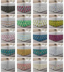 Ambesonne Vivid Floral Bedskirt Elastic Wrap Around Skirt Gathered Design