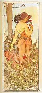 Alphonse Mucha Series The Flowers,Carnation Giclee Canvas Print