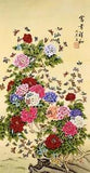 HANDPAINTED ORIENTAL ASIAN CHINESE WATERCOLOR PAINTING-Peony flower&butterfly